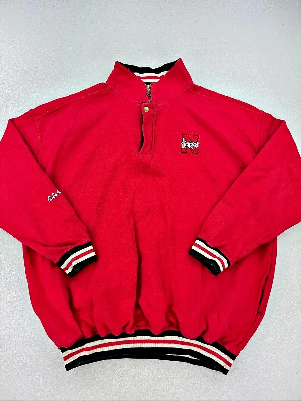 Vintage Cheyenne River Nebraska Cornhuskers Red 1/4 Zip Pullover Sweater Men XXL